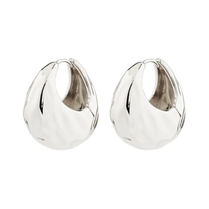 Believe Recycled Chunky Hoop Earrings - Silver