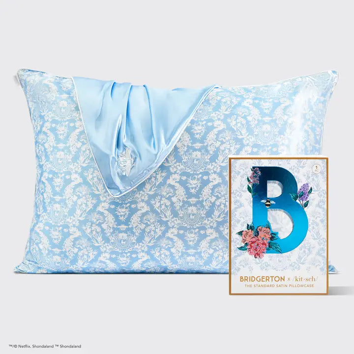 Kitsch X Bridgerton Satin Pillowcase / Toile De Blue