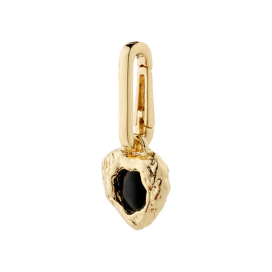 Charm Black Agate Pendant - Gold