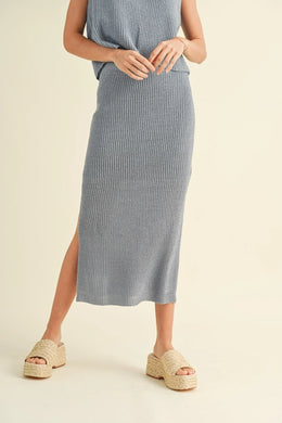 Sail Away Knit Skirt - Dusty Blue