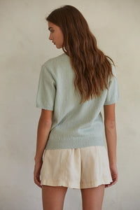 Wildest Dreams Knit Top - Aqua Grey