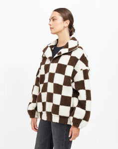 Brunette The Label - Checkerboard Sherpa Jacket