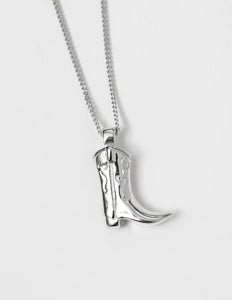 Cowboy Boot Necklace - Silver