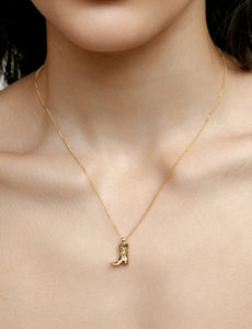 Cowboy Boot Necklace - Gold