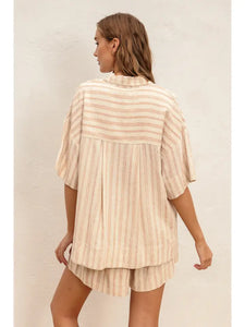 Sunday Morning - Striped Linen Top