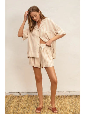 Sunday Morning - Striped Linen Shorts