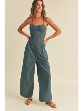 Now or Never - Washed Denim Jumpsuit