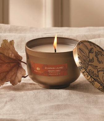 Thymes Pumpkin Laurel Candle Tin